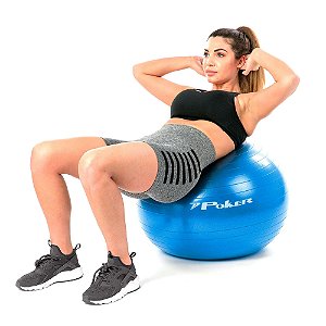 Bola de Pilates Suiça Gym Ball com Bomba de Ar - 65 cm Poker