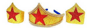 kit tiara + bracelete mulher maravilha EVA infantil e adulto