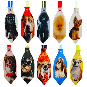 Gravata pet sublimada raças de cães cetim