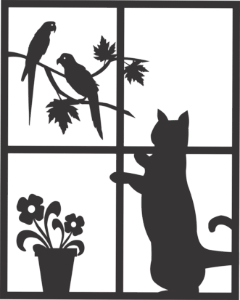Quadro decorativo MDF Gato na Janela  1 unidades