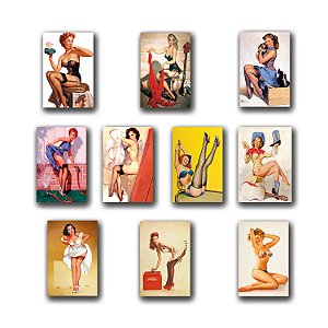 Kit 10 Pçs Quadros Placas MDF Pin-Up Decoração Parede Casa