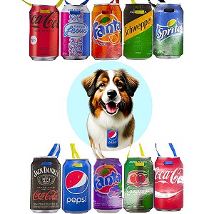 Kit 10 Gravatinhas EVA Refrigerante Pet Shop Cães Divertidas
