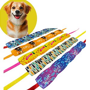 20 Gargantilhas Cetim Sublimada Dia dos Pais Pet Cão e Gato