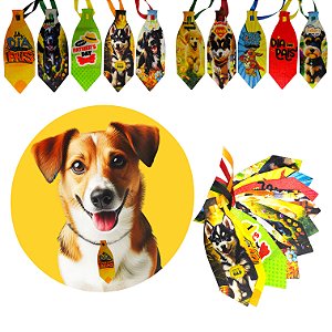 50 Gravatinhas Cetim Sublimada Dia dos Pais Pet Cão e Gato P