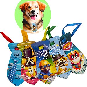 Kit 30 Gravatinhas Dia dos Pais EVA Pet Shop Cão e Gato G