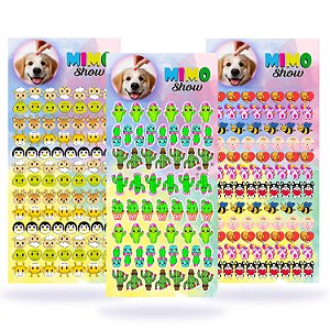 Kit com 238 Adesivos Sticker Pet 03 Cartelas Cão e Gato