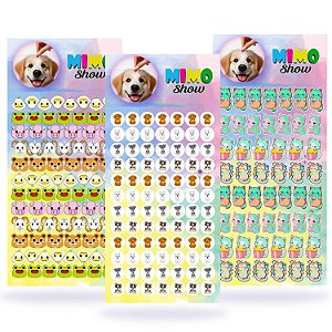 222 Adesivos Sticker Pet 03 Cartelas Cão e Gato Pet Shop