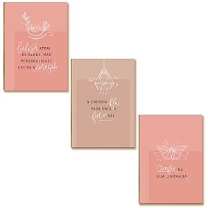 Kit 3 Placas MDF Motivação Foco Energia Decoração A4 FS4