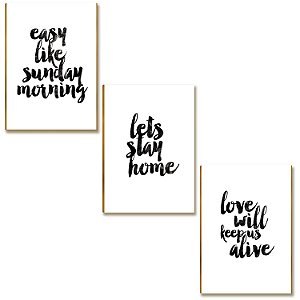 Kit 3 Placas MDF Frases Easy Like Sunday Morning A4 FS3