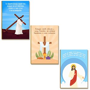 Kit 3 Placas MDF Fé E Esperança Frases De Jesus A4 FE13