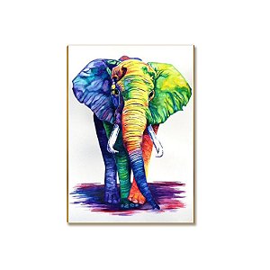Placa Decorativa MDF A4 Elefante Colorido Sala Quarto EL1