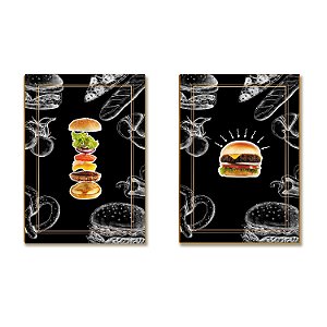 Kit 02 Placas MDF Hamburguer Decoração Cozinha Lanchonete A4
