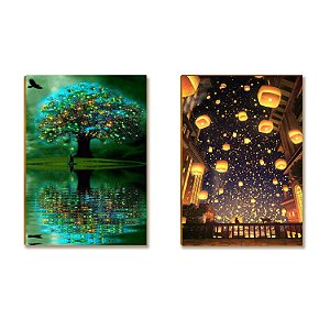 Kit 02 Placas MDF Arte Fantasia Mistica Decoração Tam A4