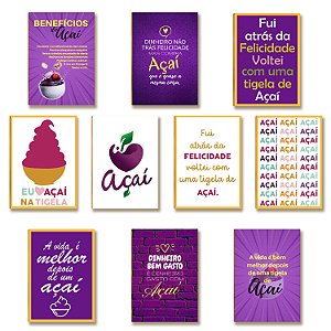 10 Placas MDF Açaí Parede Criativa para Estabelecimentos LN1