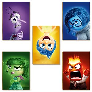 Kit 05 Placas MDF Personagens Emoções Parede Colorido PF7