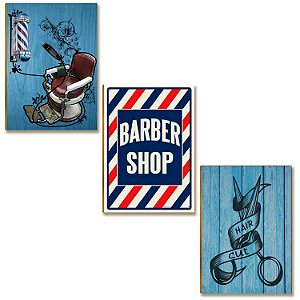 Kit 3 Placas MDF Barbearia Vintage Pronto para Instalar BR34