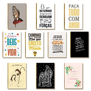 Kit 10 Placas MDF Mensagens de Fé Inspiradoras FE32