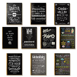 Kit 10 Placas MDF Frases em Estilo Giz para Casa DC39