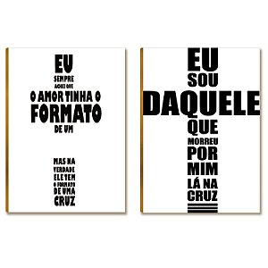 Kit 2 Placas MDF Placa Fé Cristã Frase Inspiradora FE29