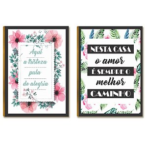 2 Placas MDF Aqui a Tristeza Pula de Alegria Decorativo DC24