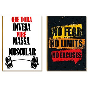 2 Placas MDF Academia Motivacional Frases Inspiradoras AA1