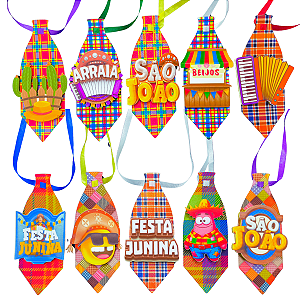 Kit 10 Gravatinhas Gr Pet Junina Alto Brilho Banho e Tosa