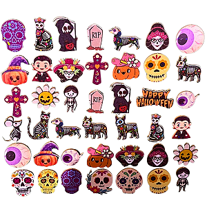 Kit50 Adesivo Olográfrico Halloween D Banho e Tosa Cãe Gato