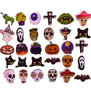 Kit50 Adesivo Olográfrico Halloween E Banho e Tosa Cãe Gato
