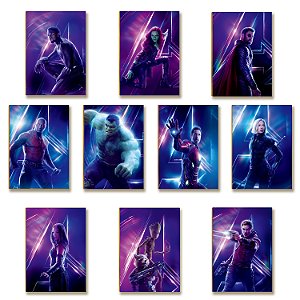 Kit 10 Placas MDF Geek Heróis Decoração Moderna Parede Sala