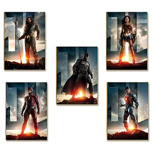 Kit 5 Placas MDF Geek Heróis Decoração Moderna Parede Sala