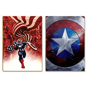 Kit 2 Placas MDF Geek Heróis Decoração Moderna Parede Sala