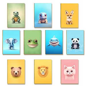 Kit 10 Placas MDF Infantil Boho Neutro Arco-Íris e Sol A4