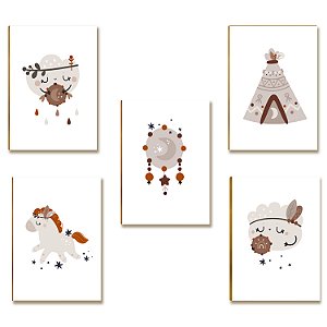 Kit 5 Placas MDF Infantil Aesthetic Cavalo Filtro Sonhos A4
