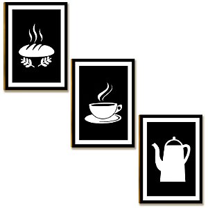 Placas MDF Café Preto e Branco Minimalista Cozinha A4