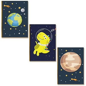 Placas MDF Infantil Dinossauro Espaço Universo Parede A4