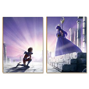 Placas MDF Decorativas Mangá Anime Cavaleiro e Deusa A4