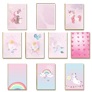 Kit 10 Placas MDF Infantil Menina Fofa Doce Parede Moderna