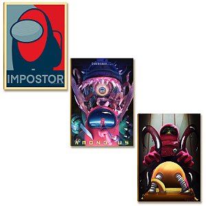 Kit 3 Placas MDF Tripulação Espacial Humor Parede Moderna