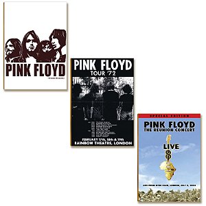 Kit 3 Placas MDF Rock Pink Floyd Tour 72 Reunion Concert