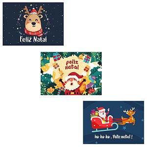 Kit 3 Placas MDF Natal Rena Noel Trenó Ho Ho Ho Tamanho A4