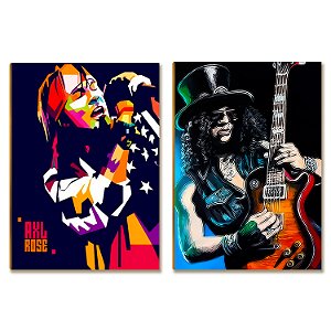 Kit 2 Placas MDF Axl Rose e Slash Rock Decorativas A4