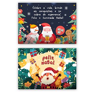 Kit 2 Placas MDF Natal Papai Noel Coloridas Decoração A4