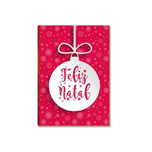 Placa MDF Natal Bola Decorativa Vermelha Feliz Natal A4