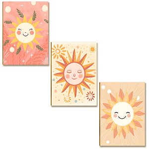 Kit 3 Placas MDF Solzinho Infantil Cute Colorido A4