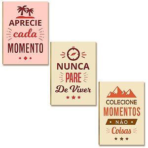 Kit 3 Placas MDF Frases Motivacionais Vintage A4 Decor