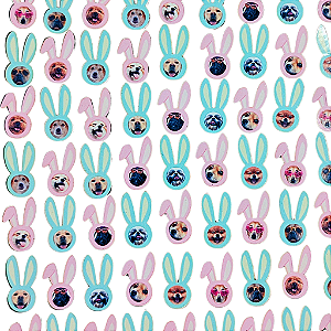 Kit 50 Adesivos Páscoa Cão Pet Shop - Coelhinhos Coleção Mista