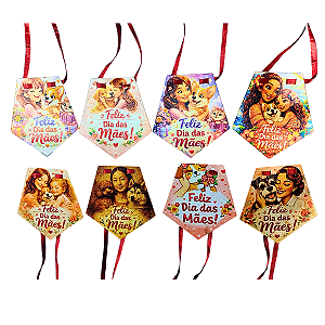 Kit 40 Colarinho Cão Dia das Mães Sublimado Fita Cetim