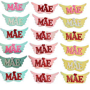 Kit 10 Laços Pet Tamanho M Asa de Anjo Glitter Dia das Mães