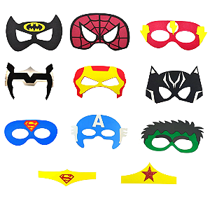 10 Máscaras Super Herói para Crianças e Adultos EVA