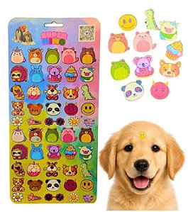1 UND Cartela Adesiva Holográfica Cute Pet Cão Banho e Tosa